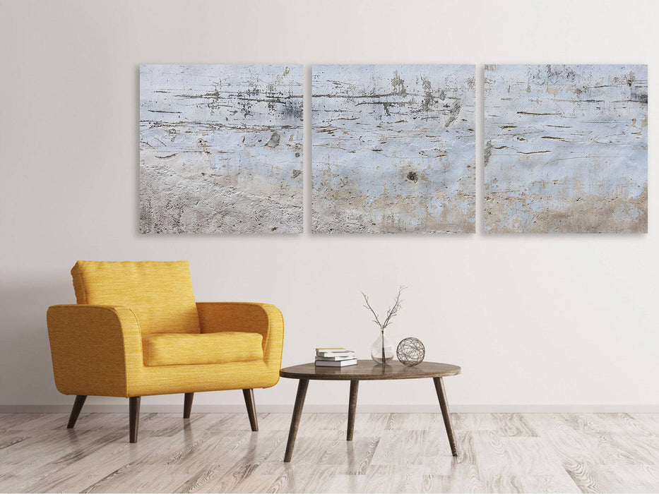 Panorama 3-piece canvas picture stone wall pattern