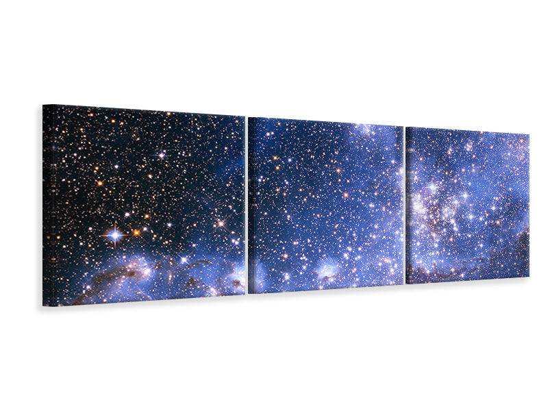 Panorama 3-piece canvas picture starry sky