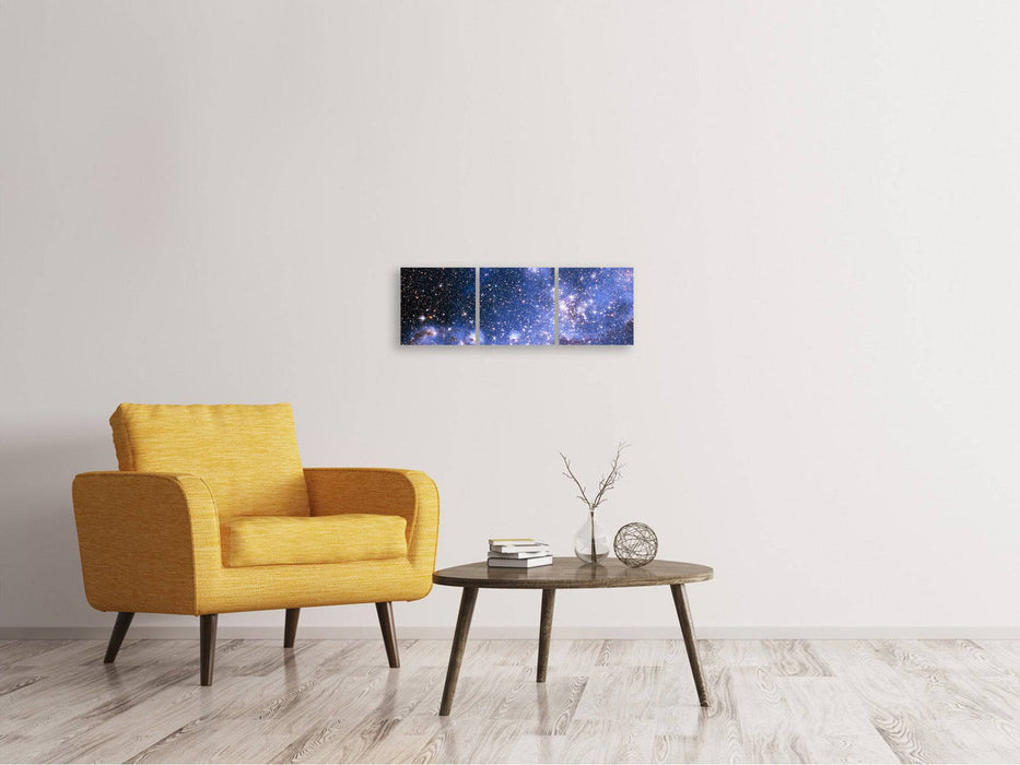 Panorama 3-piece canvas picture starry sky