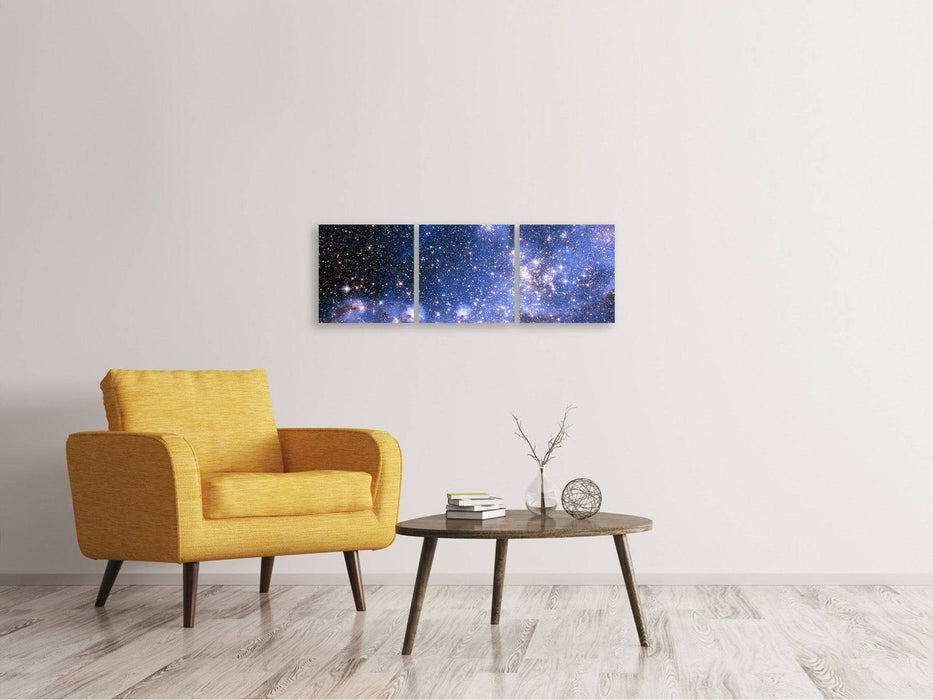 Panorama 3-piece canvas picture starry sky