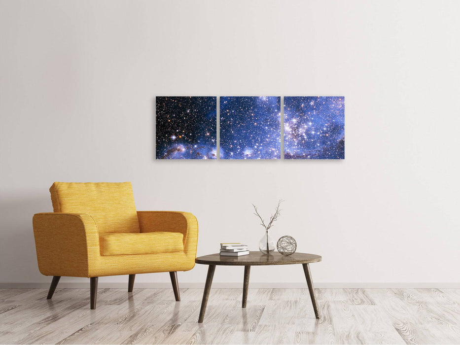 Panorama 3-piece canvas picture starry sky