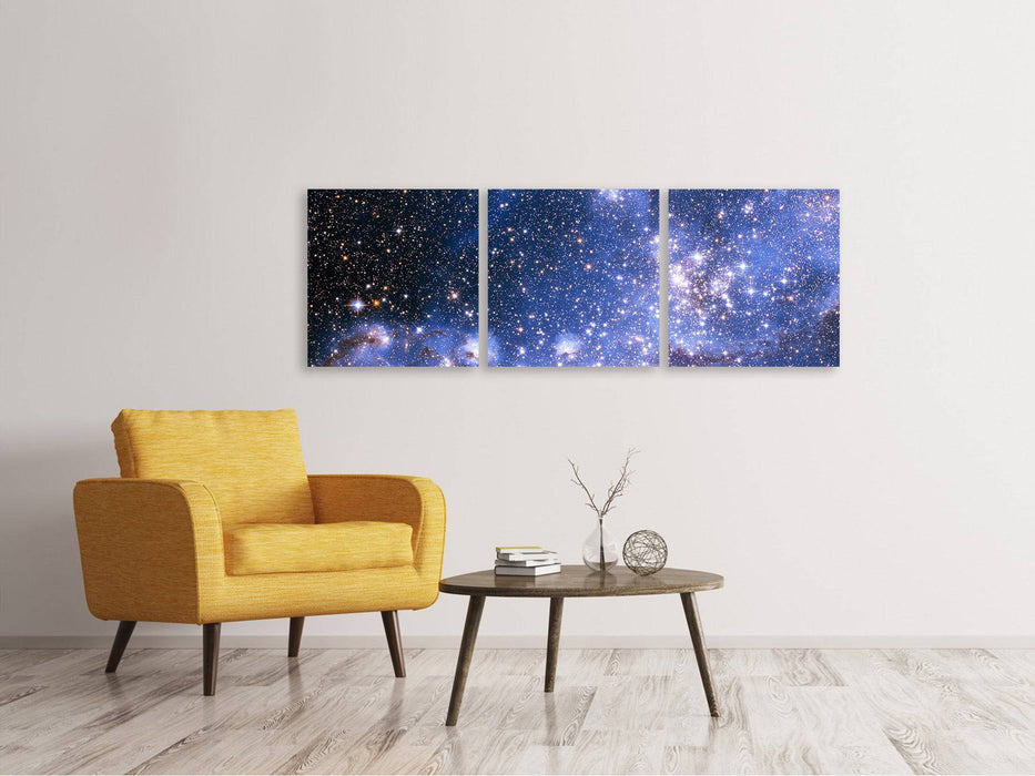 Panorama 3-piece canvas picture starry sky