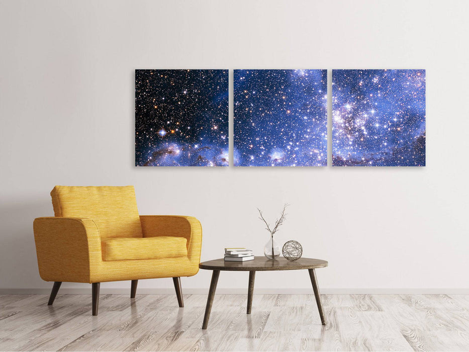 Panorama 3-piece canvas picture starry sky