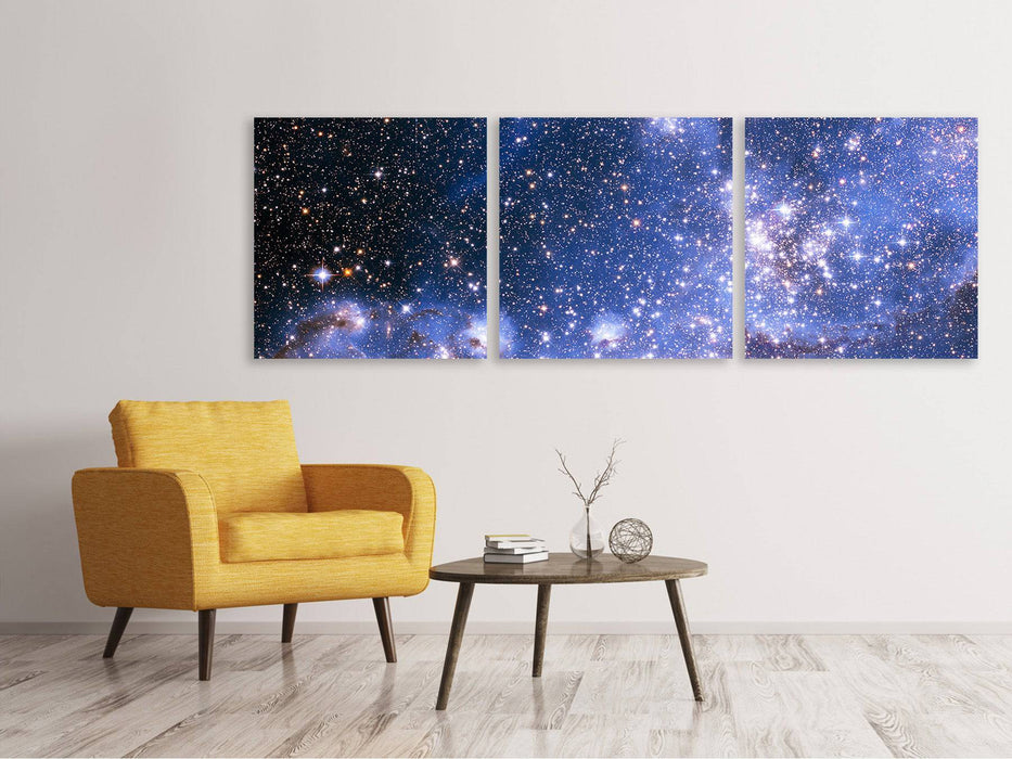 Panorama 3-piece canvas picture starry sky