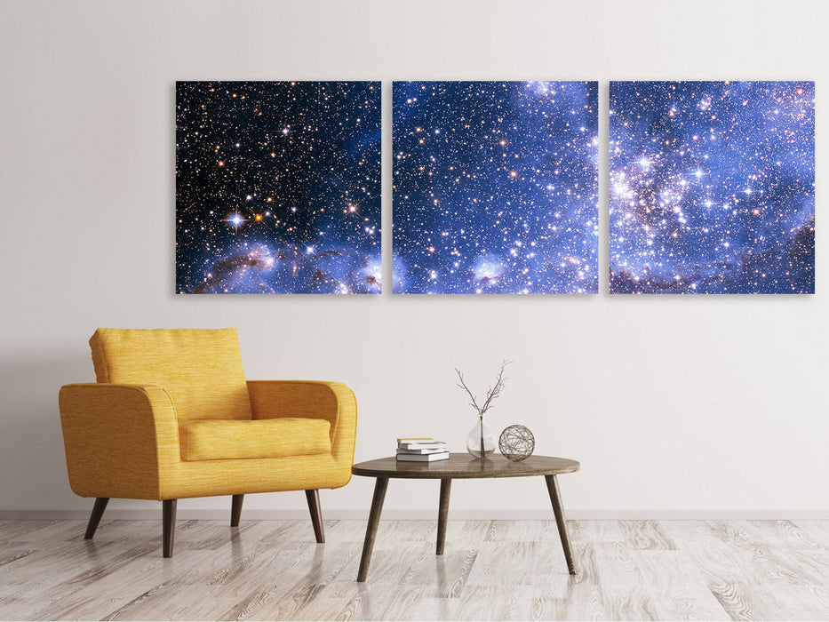 Panorama 3-piece canvas picture starry sky