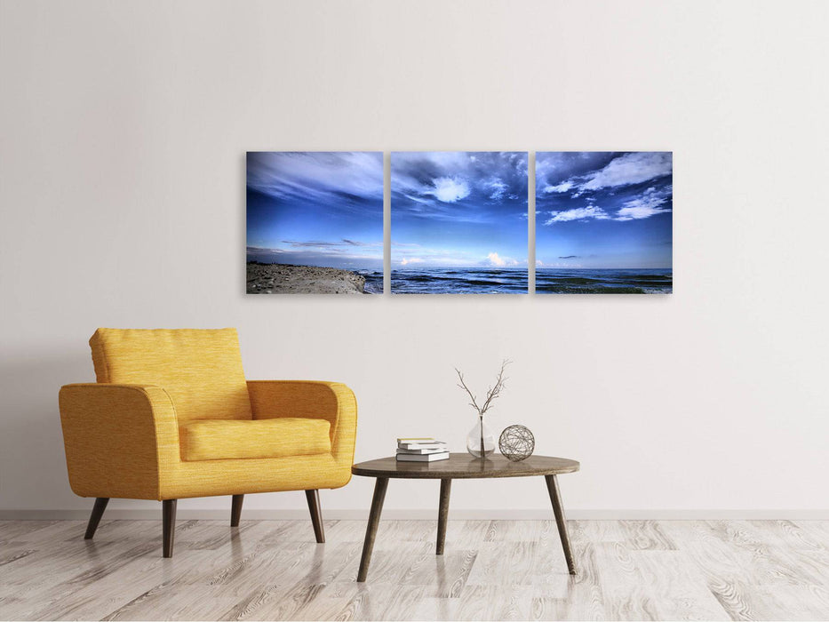 Panorama Leinwandbild 3-teilig Strandwellen