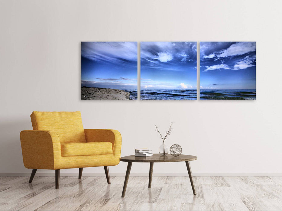 Panorama Leinwandbild 3-teilig Strandwellen