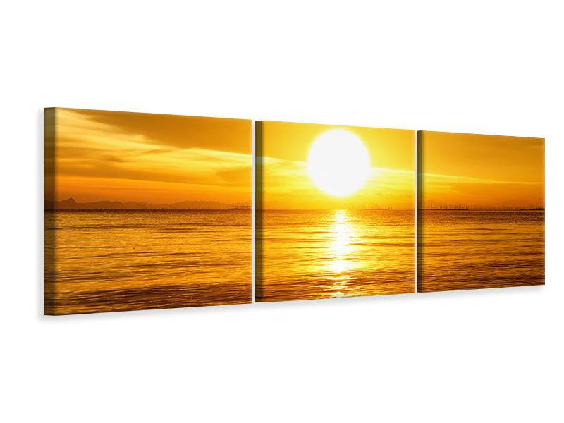 Panoramic 3-piece canvas picture Fantastic sunset