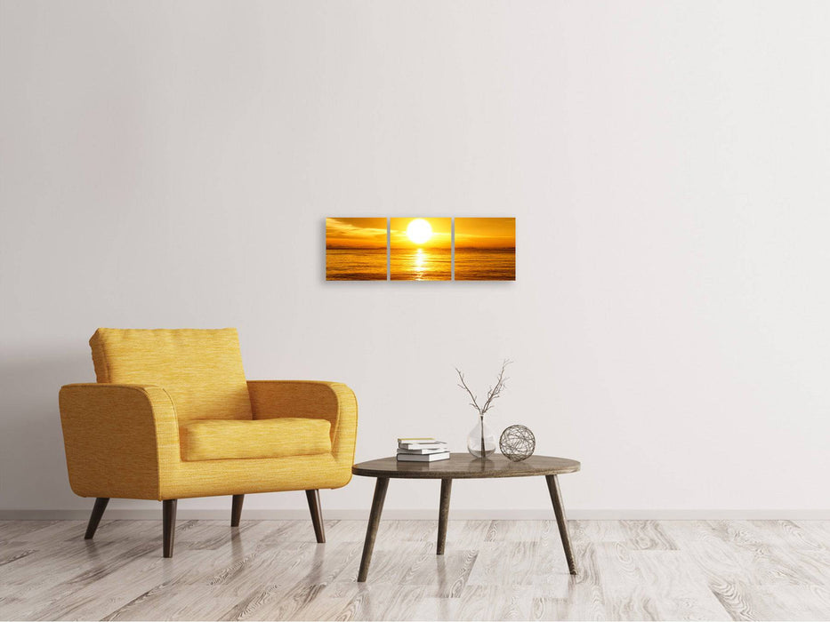 Panoramic 3-piece canvas picture Fantastic sunset