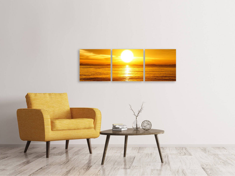 Panoramic 3-piece canvas picture Fantastic sunset