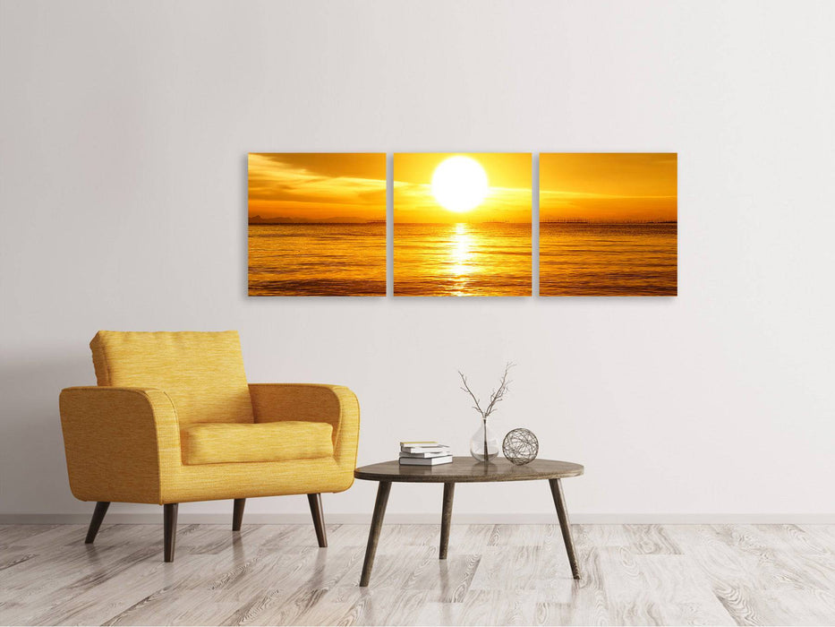 Panoramic 3-piece canvas picture Fantastic sunset