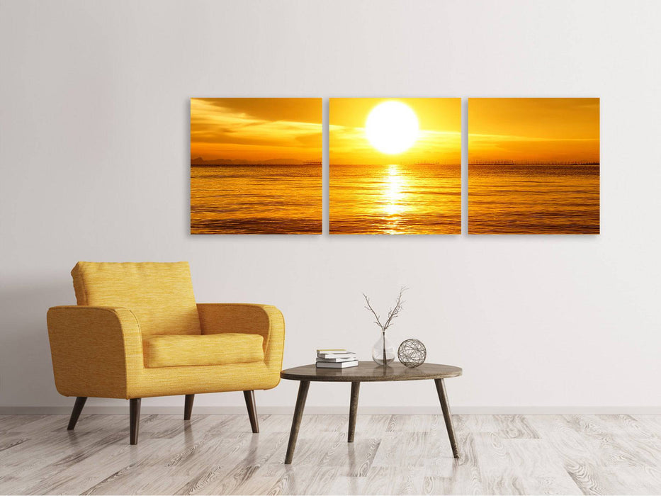 Panoramic 3-piece canvas picture Fantastic sunset