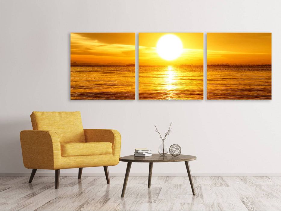 Panoramic 3-piece canvas picture Fantastic sunset