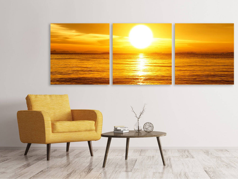 Panoramic 3-piece canvas picture Fantastic sunset