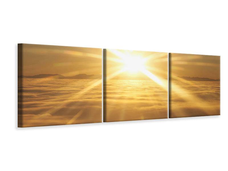 Panorama 3-piece canvas picture Above the sea of ​​clouds