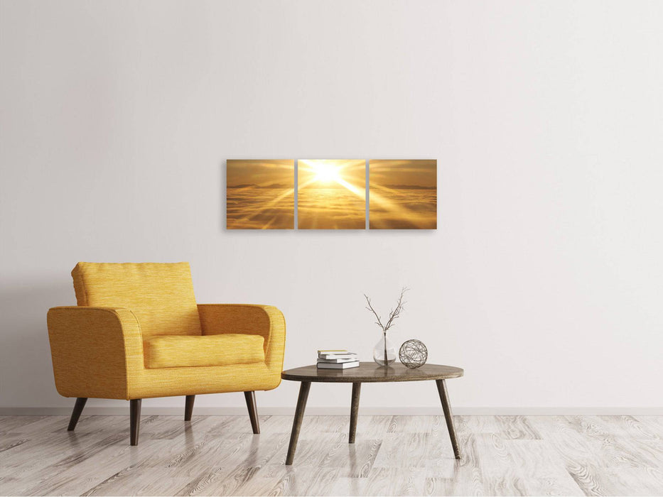 Panorama 3-piece canvas picture Above the sea of ​​clouds