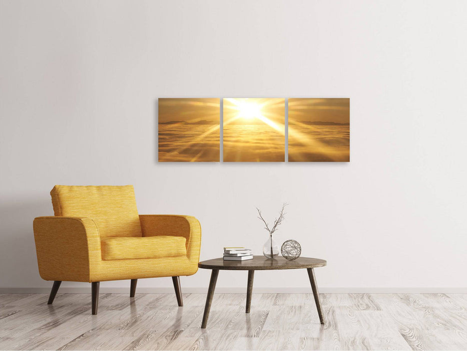 Panorama 3-piece canvas picture Above the sea of ​​clouds