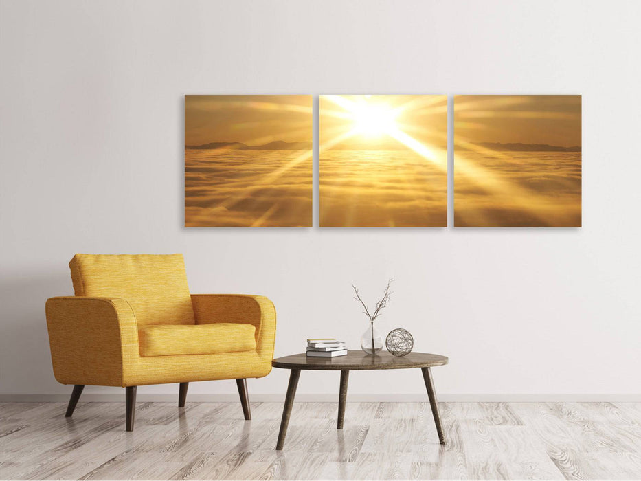 Panorama 3-piece canvas picture Above the sea of ​​clouds