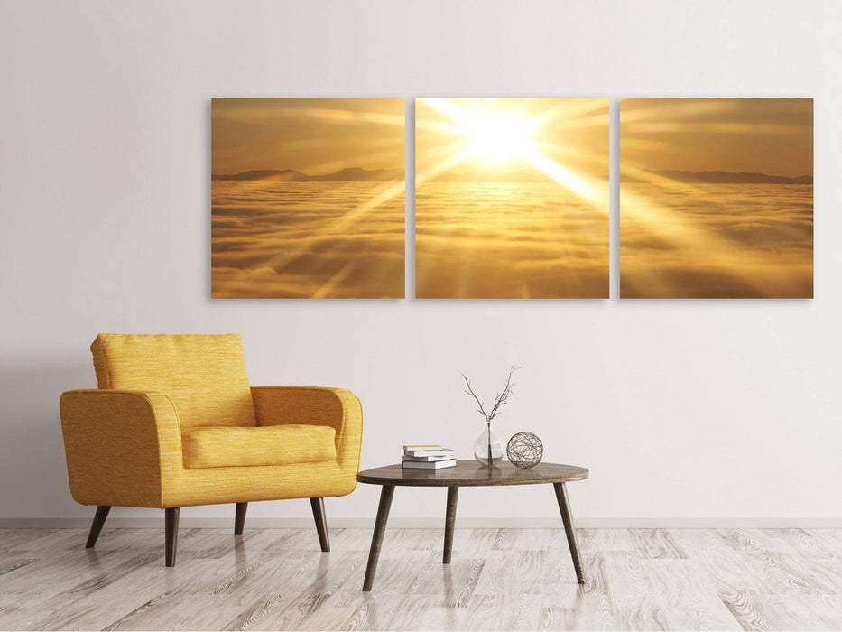 Panorama 3-piece canvas picture Above the sea of ​​clouds