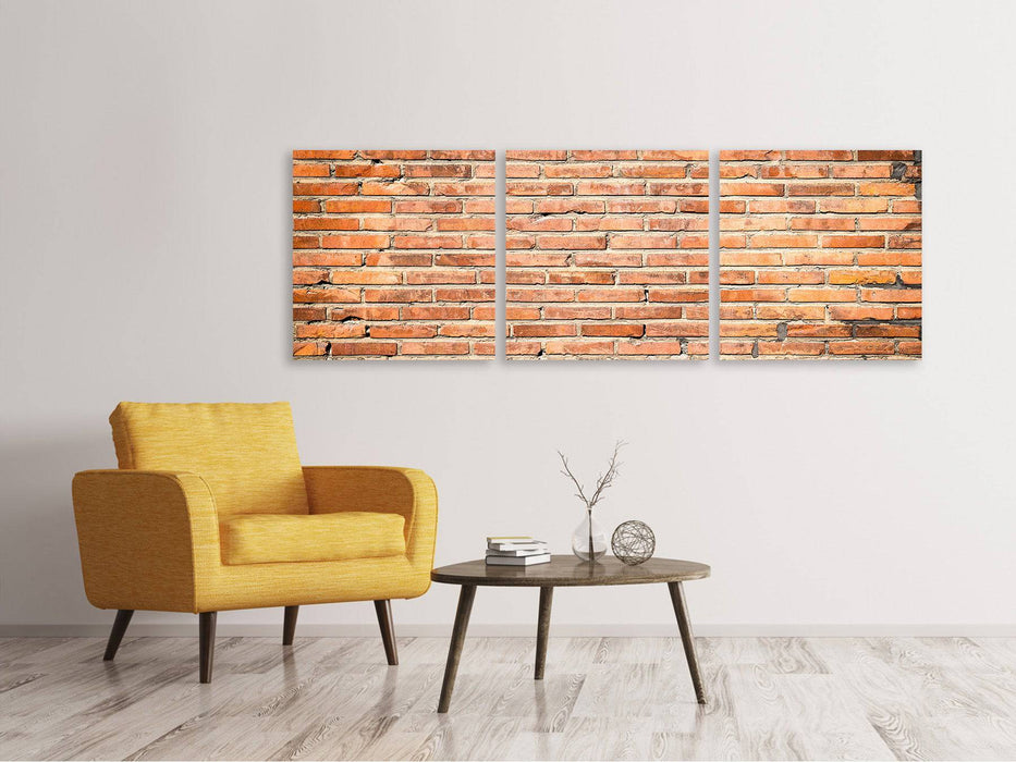 Tableau sur toile panoramique en 3 parties Mur de pierres