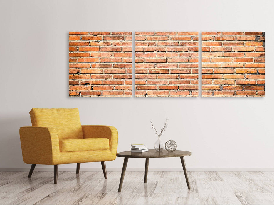 Tableau sur toile panoramique en 3 parties Mur de pierres