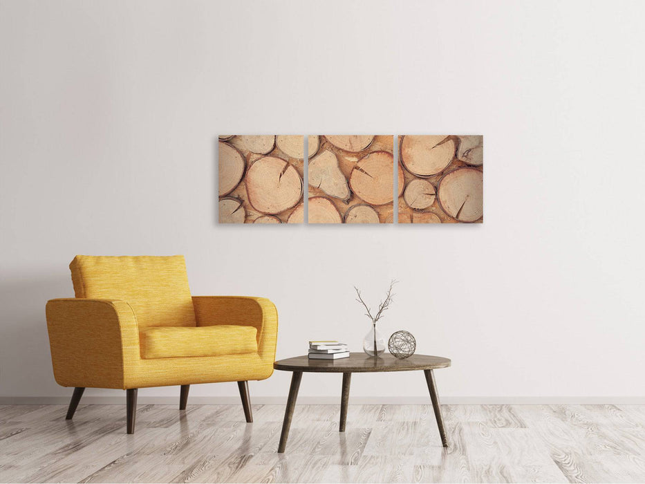 Panorama 3-piece canvas picture wall trees