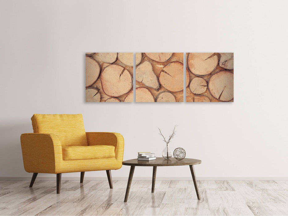 Panorama 3-piece canvas picture wall trees