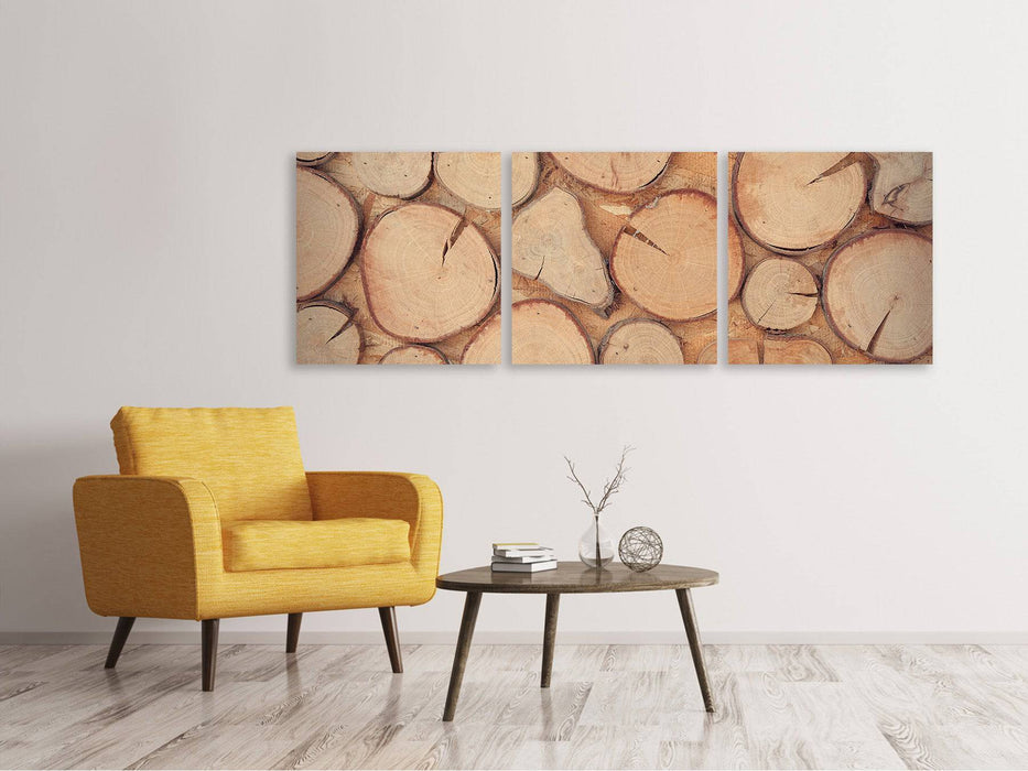 Panorama 3-piece canvas picture wall trees