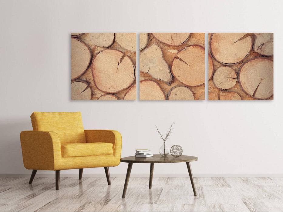 Panorama 3-piece canvas picture wall trees