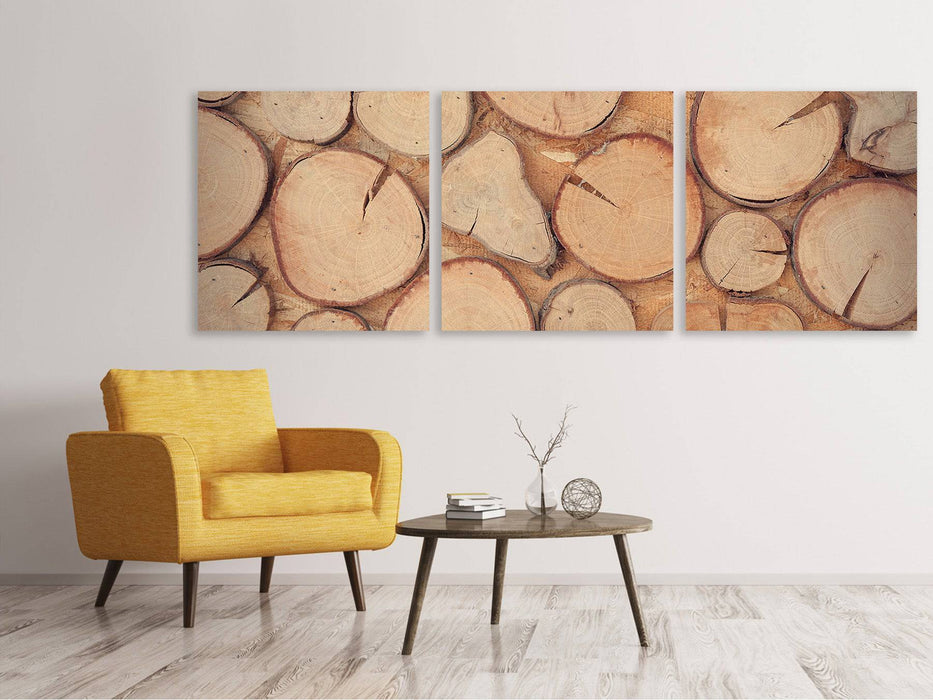 Panorama 3-piece canvas picture wall trees