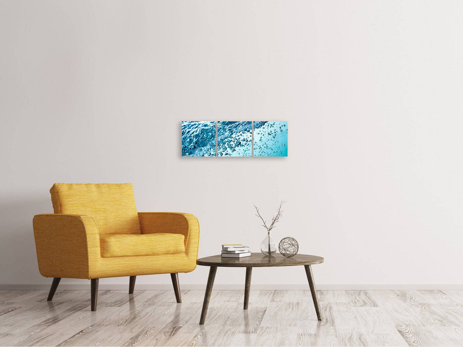 Panoramic 3-piece canvas picture Water in motion