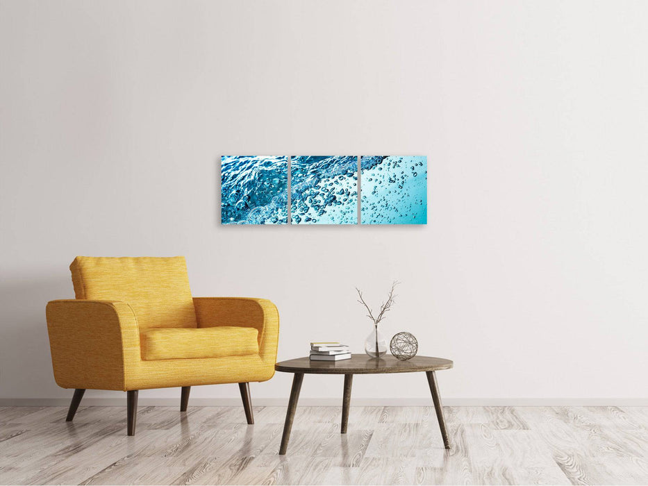 Panoramic 3-piece canvas picture Water in motion