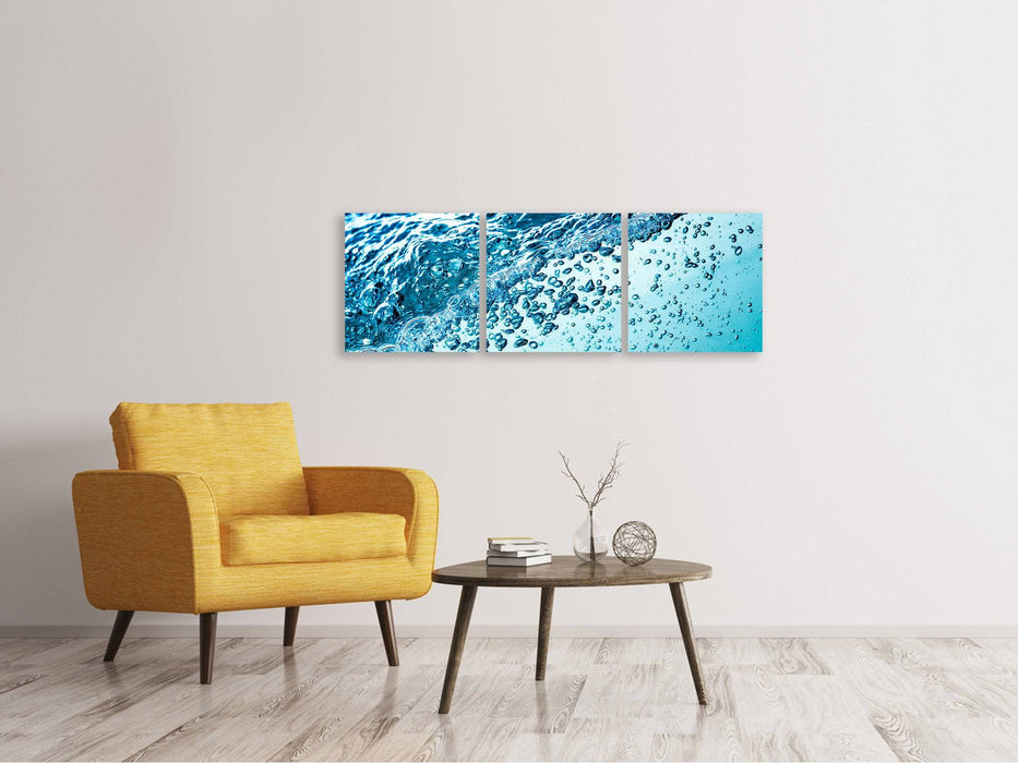 Panoramic 3-piece canvas picture Water in motion