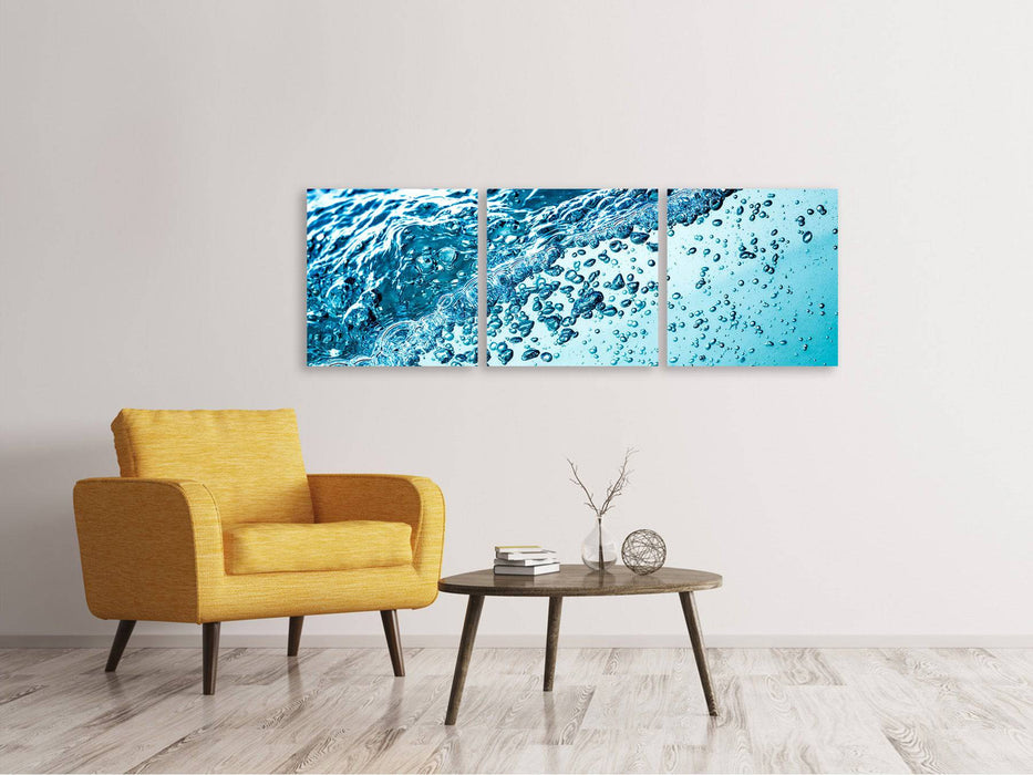 Panoramic 3-piece canvas picture Water in motion