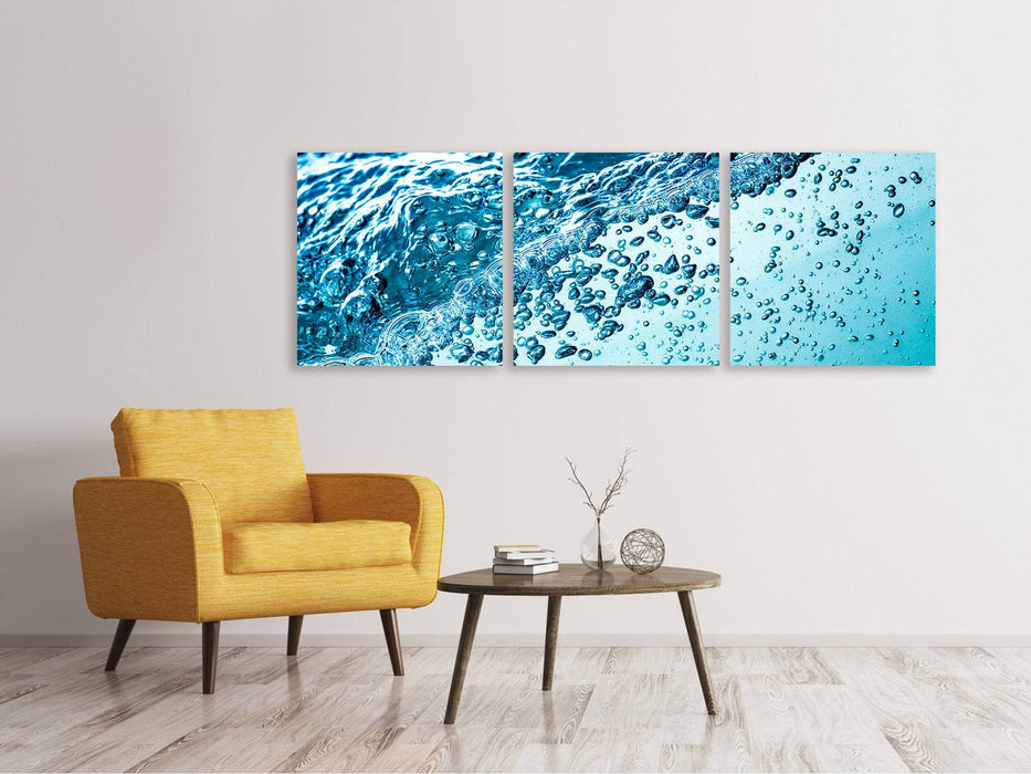 Panoramic 3-piece canvas picture Water in motion