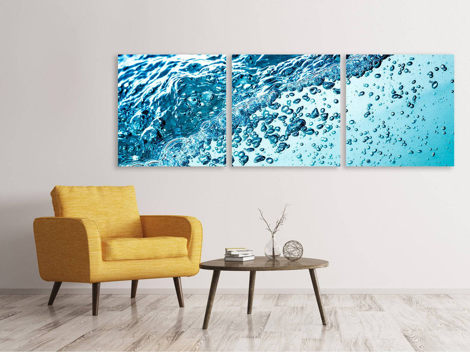 Panoramic 3-piece canvas picture Water in motion