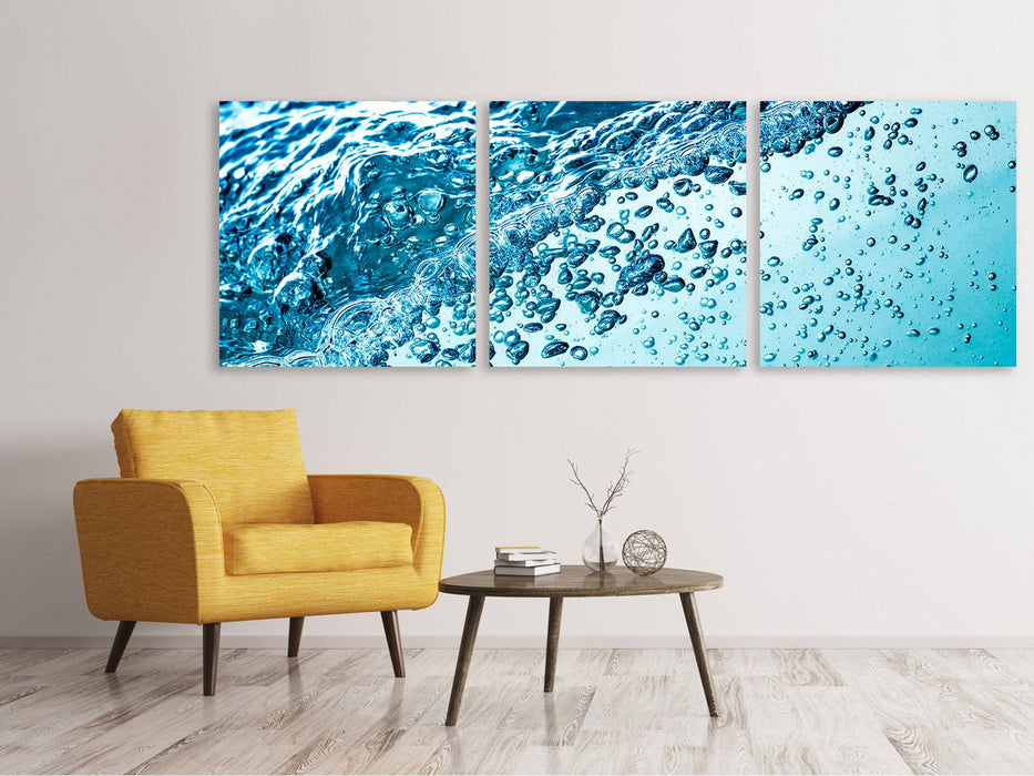 Panoramic 3-piece canvas picture Water in motion