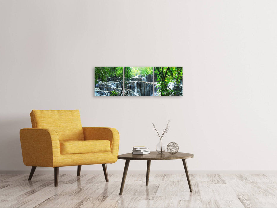 Panorama Leinwandbild 3-teilig Wasserfall Agua Azul