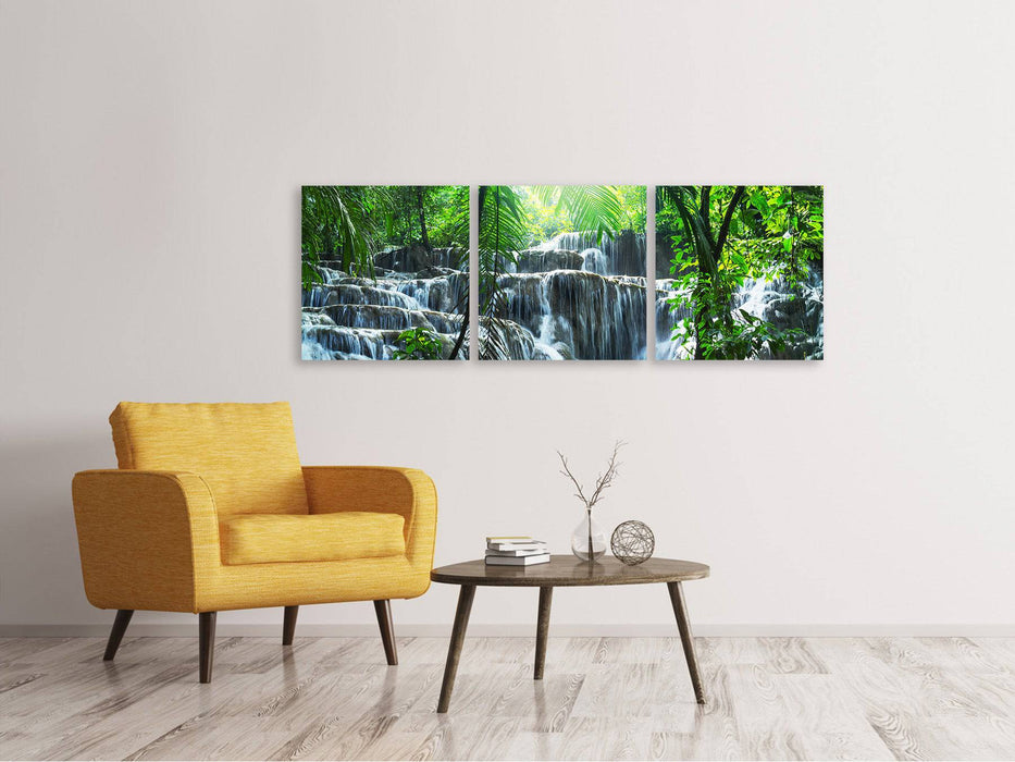 Panorama Leinwandbild 3-teilig Wasserfall Agua Azul