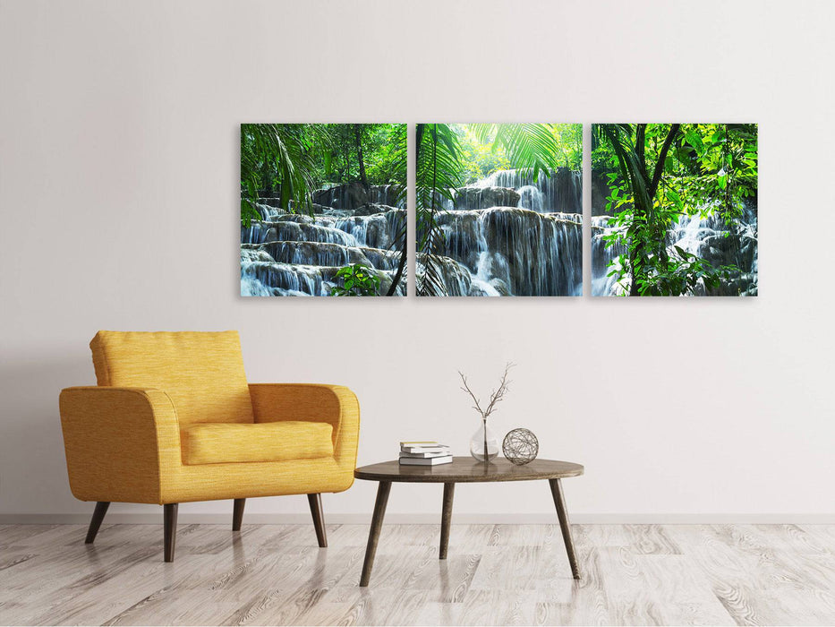 Panorama Leinwandbild 3-teilig Wasserfall Agua Azul