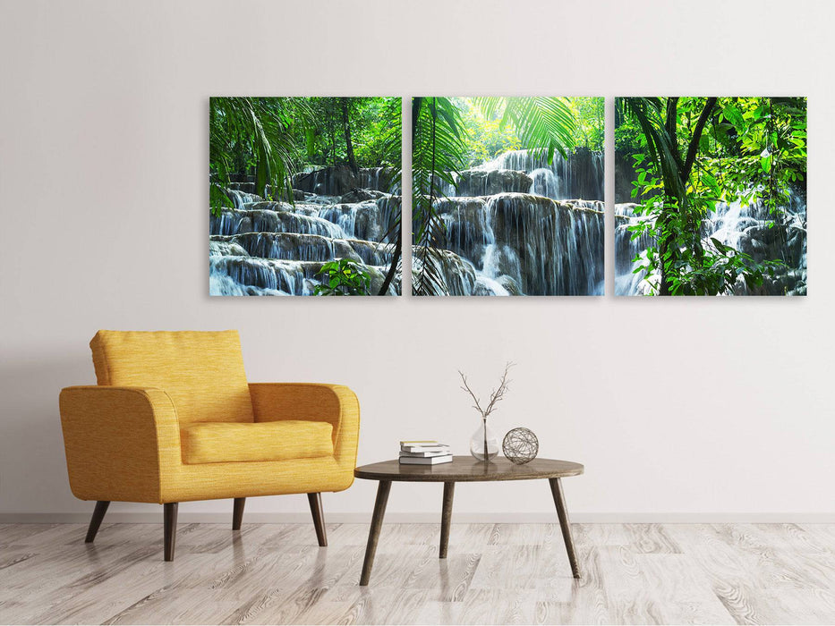 Panorama Leinwandbild 3-teilig Wasserfall Agua Azul