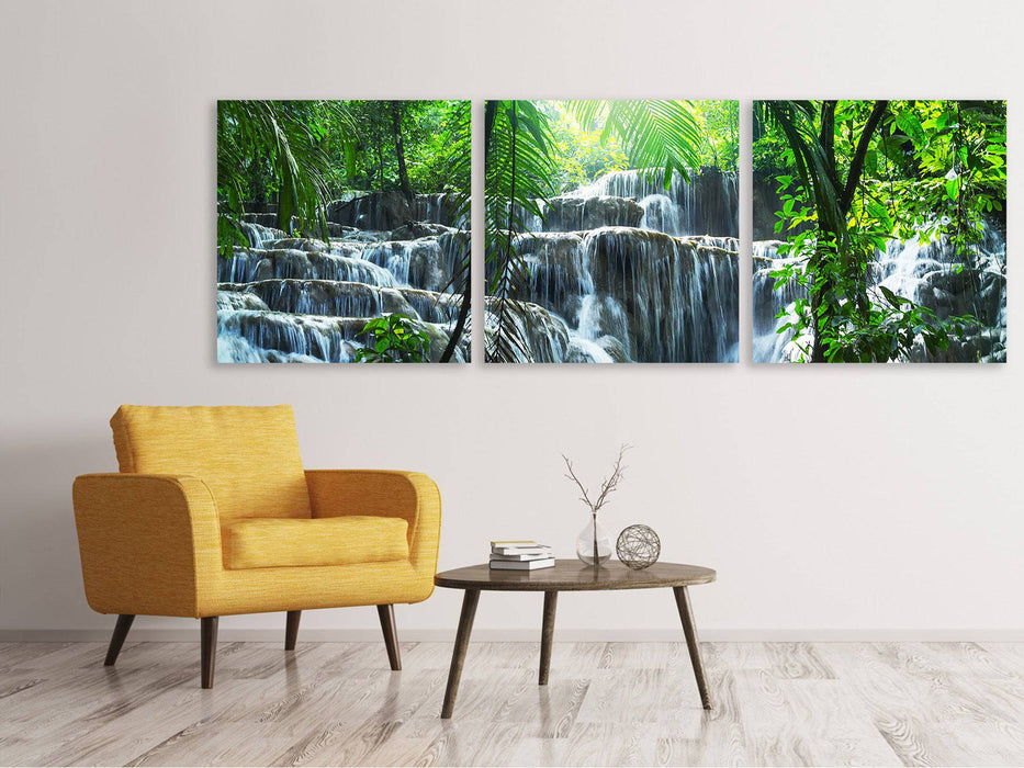 Panorama Leinwandbild 3-teilig Wasserfall Agua Azul