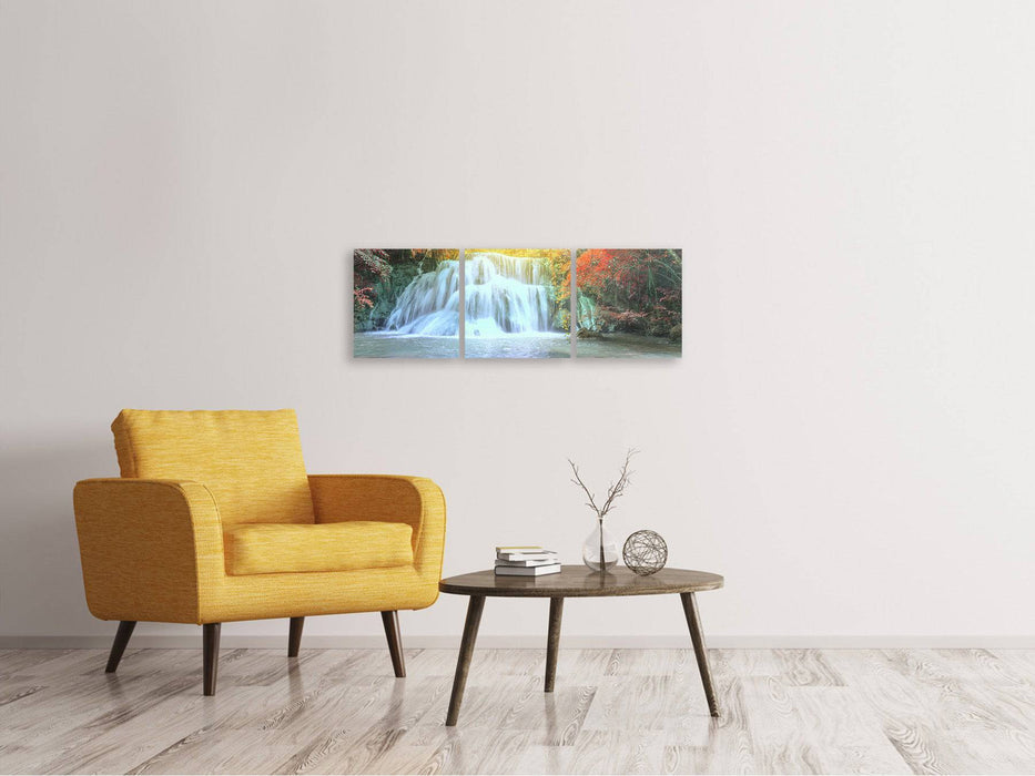 Panorama Leinwandbild 3-teilig Wasserfall im Licht