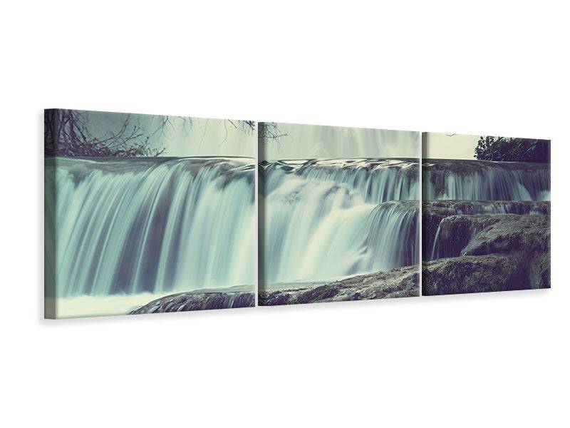 Panoramic 3-piece canvas picture Waterfall Mexico