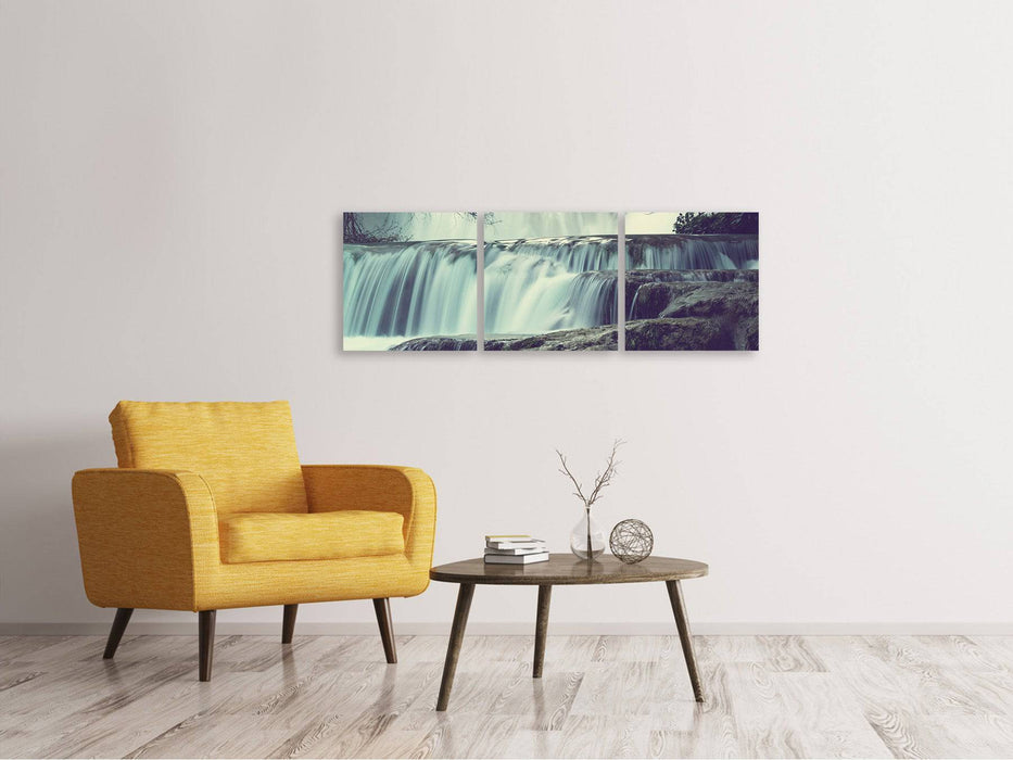 Panoramic 3-piece canvas picture Waterfall Mexico