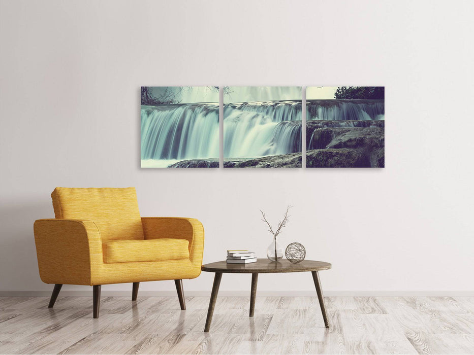 Panoramic 3-piece canvas picture Waterfall Mexico