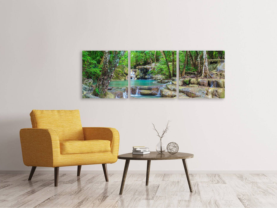 Panorama 3-piece canvas picture water spectacle