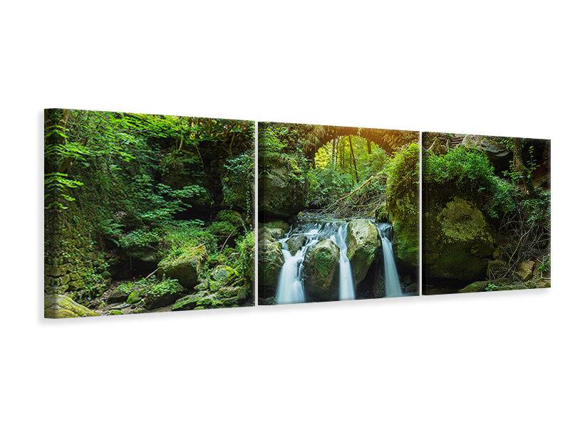 Panoramic 3-piece canvas picture water reflections