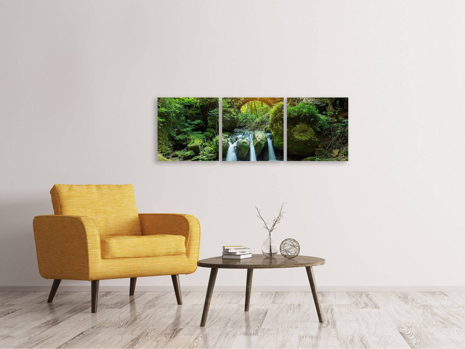 Panoramic 3-piece canvas picture water reflections