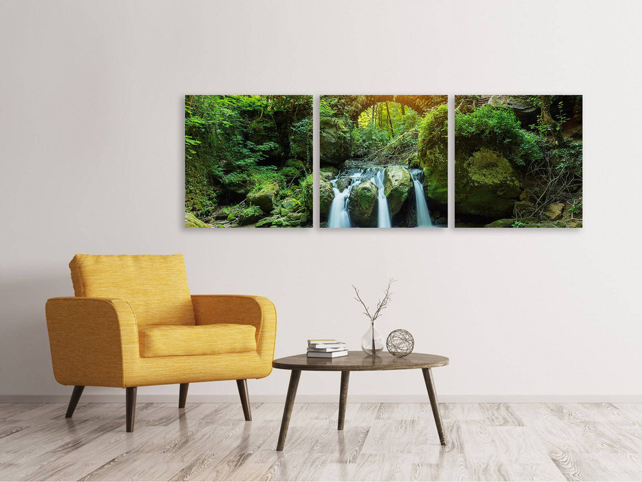 Panoramic 3-piece canvas picture water reflections